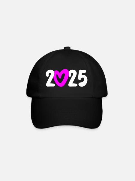 2025 Herz Happy New Year Jahresanfang neu Anfang - Baseballkappe - Schwarz/Schwarz