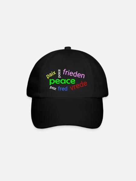 Frieden Wortwolke - Baseballkappe - Schwarz/Schwarz