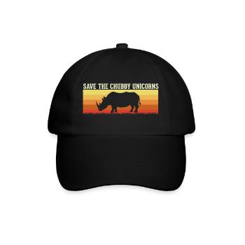 Save the Chubby Unicorn animals  - Baseballkappe - Schwarz/Schwarz - Vorne