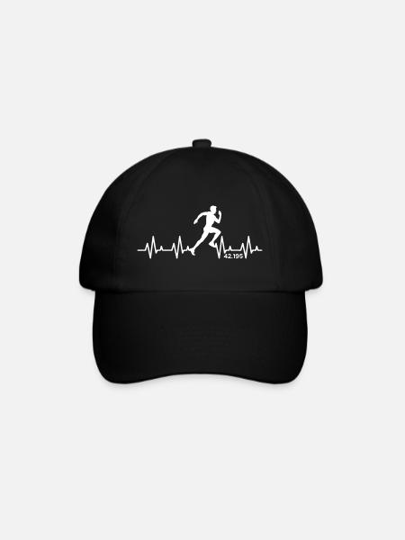 Marathon 42,195 Herzschlag Puls Running Läufer - Baseballkappe - Schwarz/Schwarz