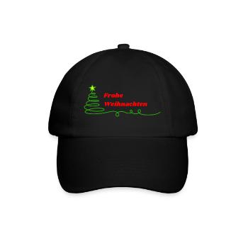 Frohe Weihnachten - Minimalistisch - Baseballkappe - Schwarz/Schwarz - Vorne