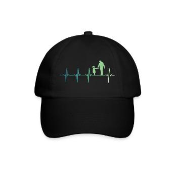 Vater und Tochter, Herzschlag, Vater und Tochter - Baseballkappe - Schwarz/Schwarz - Vorne