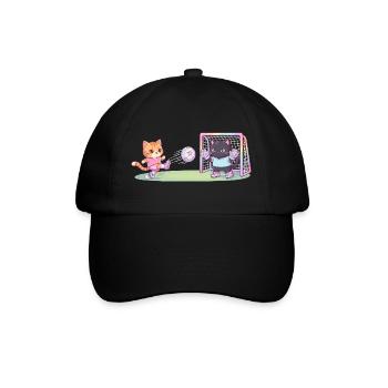 Cute Cats Playing Football Striker Goalkeeper Kids - Baseball Cap - black/black - Front