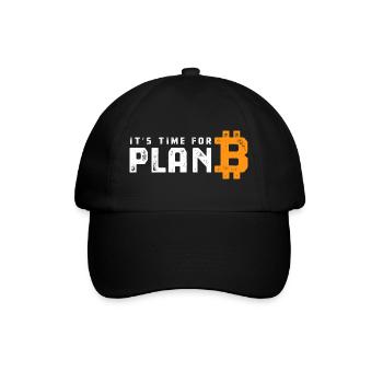 Bitcoin - It's time for Plan B - Krypto Geschenk - Baseballkappe - Schwarz/Schwarz - Vorne
