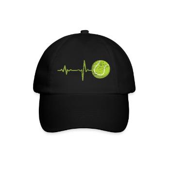 Geschenk Heartbeat Tennis - Baseballkappe - Schwarz/Schwarz - Vorne