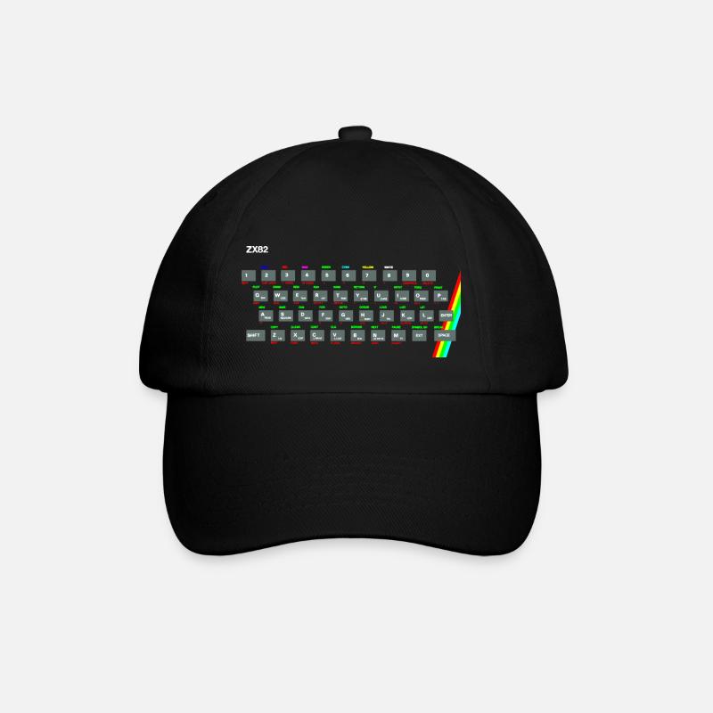 ZX81 (Zed-Ex) Spectrum Keyboard - Baseballkappe - Schwarz/Schwarz