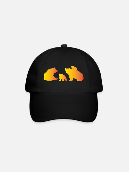Bear family in love for the whole family - Baseball Cap - black/black
