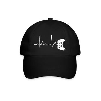 Gamer Gamepad Controller Heartbeat ECG Pulse - Baseball Cap - black/black - Front