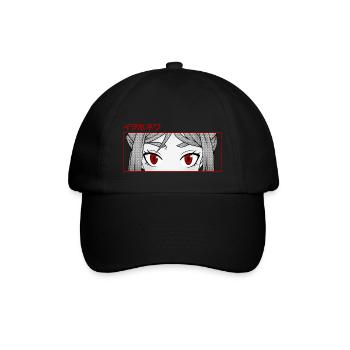 Manga Augen - Anime Design im Japan Stil - Baseballkappe - Schwarz/Schwarz - Vorne