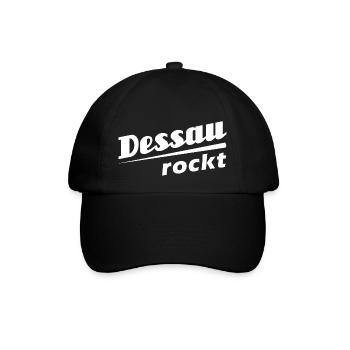Dessau rockt - Textdesign mit Stadtnamen - Baseballkappe - Schwarz/Schwarz - Vorne