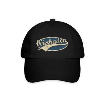 Wiesbaden Deutschland Vintage Typografie - Baseballkappe - Schwarz/Schwarz - Vorne