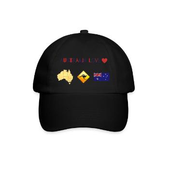 Australien, Australia Love, Australien Liebe - Baseballkappe - Schwarz/Schwarz - Vorne