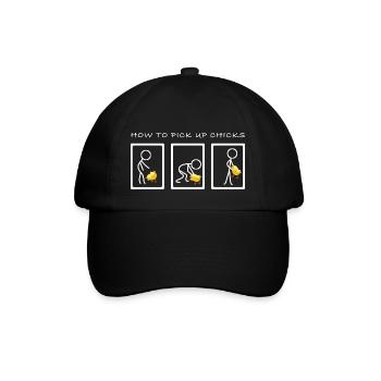 Wie man Hühnchen aufnimmt | lustige Sprüche - Baseballkappe - Schwarz/Schwarz - Vorne