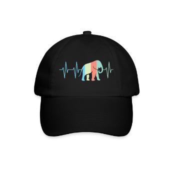 bunte Farben Elefant Elefanten Herzschlag Symbol - Baseballkappe - Schwarz/Schwarz - Vorne