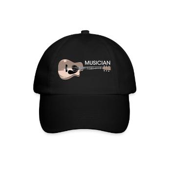 Gitarre Symbol musician Musiker Musik Logo Band - Baseballkappe - Schwarz/Schwarz - Vorne