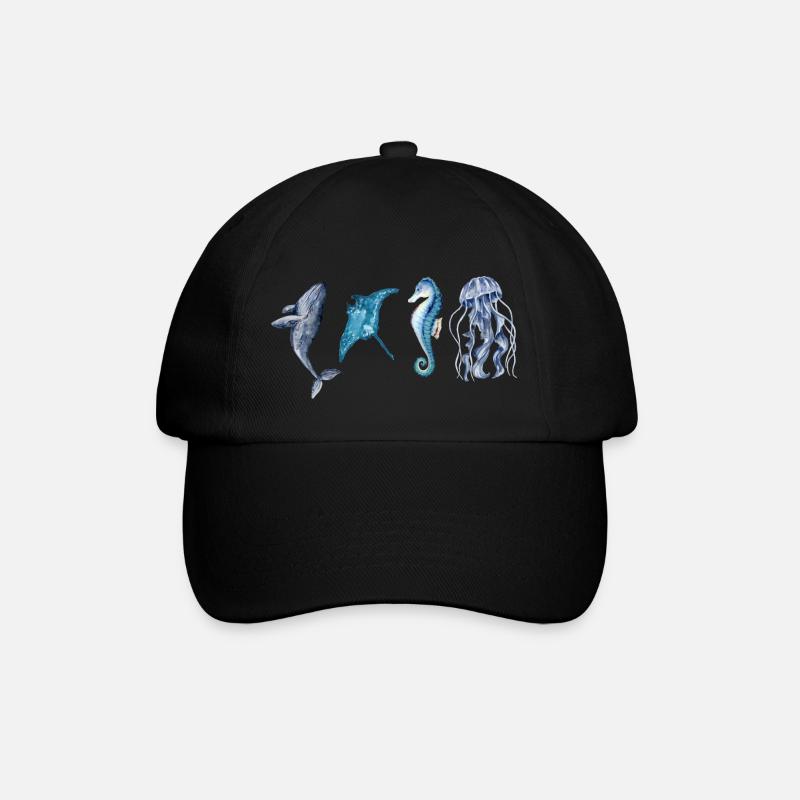 Die Tiere des Ozeans - Baseballkappe - Schwarz/Schwarz