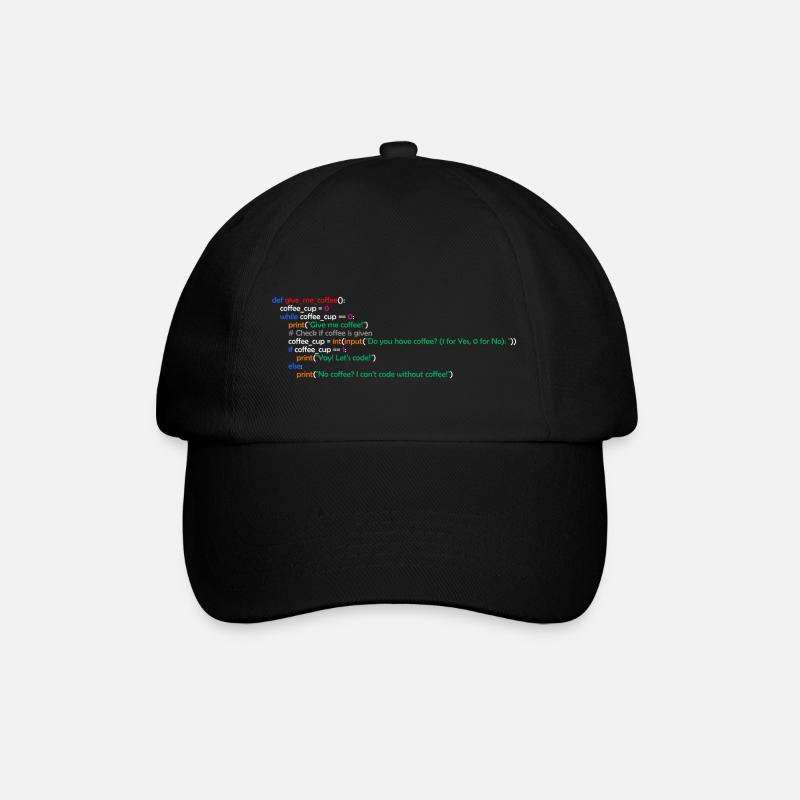 Kaffee, Programmierung, Lustig, Coffee - Baseballkappe - Schwarz/Schwarz