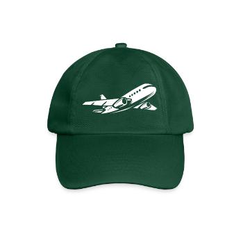 Passagierflugzeug im Flug - Fliegerei und Piloten - Baseballkappe - Flaschengrün - Vorne