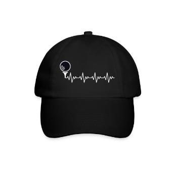Golf Golfer Golfball EKG Herzschlag Herzfrequenz - Baseballkappe - Schwarz/Schwarz - Vorne