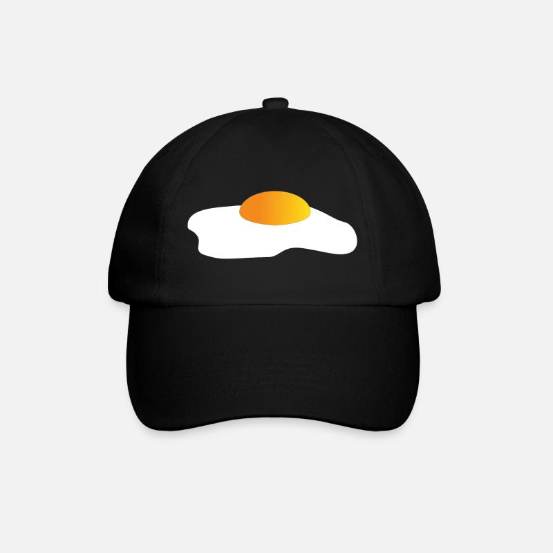 Icône minimale de l’œuf au plat jaune-orange - Casquette classique - noir/noir