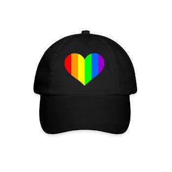 Regenbogen Herz - Baseballkappe - Schwarz/Schwarz - Vorne
