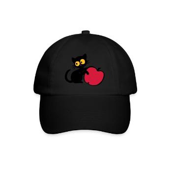 Chaton avec pomme - Casquette classique - noir/noir - Devant