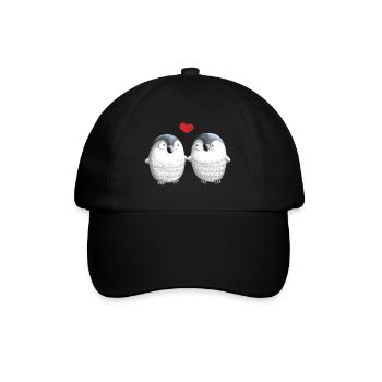 Pingouins amoureux - Pingouin - Oiseau - Amour - Coeur - Casquette classique - noir/noir - Devant