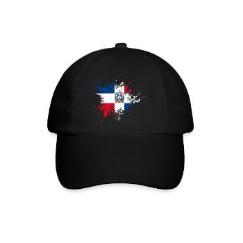 Dominican Republic flag paint splatter blob - Baseball Cap - black/black - Front