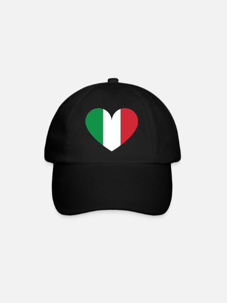 Italie drapeau pays Italia Italienne Coeur drapeau - Casquette classique - noir/noir