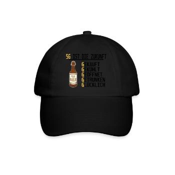 5G IST DIE ZUKUNFT | Bier Lustige Sprüche - Baseballkappe - Schwarz/Schwarz - Vorne