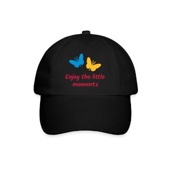 Enjoy the little moments (Schmetterlinge) - Baseballkappe - Schwarz/Schwarz - Vorne