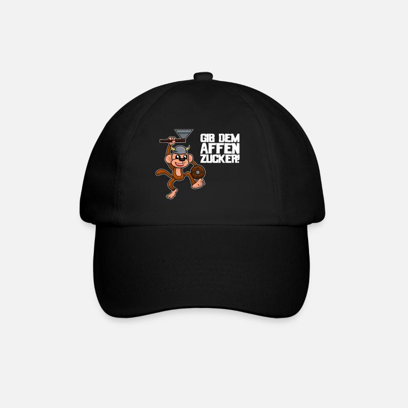 Gib dem Affen Zucker Spruch - Baseballkappe - Schwarz/Schwarz