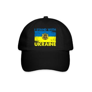 I Stand With Ukraine - Baseballkappe - Schwarz/Schwarz - Vorne