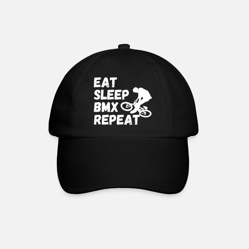 manger dormir bmx répéter - humour vélo - Casquette classique - noir/noir