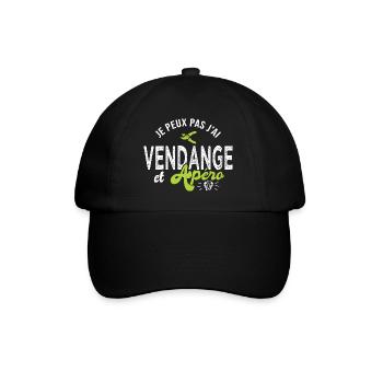je peux pas j ai vendange Cadeau cool vigneron - Casquette classique - noir/noir - Devant