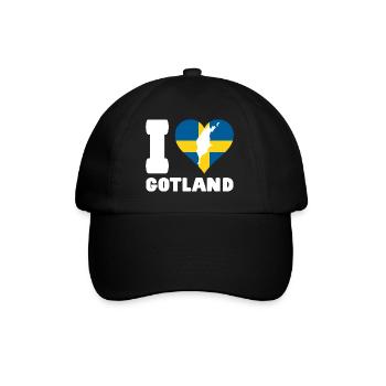 I LOVE GOTLAND Schweden - Baseballkappe - Schwarz/Schwarz - Vorne