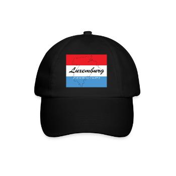 Luxemburg - Hauptstadt mit GPS & Flagge - Baseballkappe - Schwarz/Schwarz - Vorne