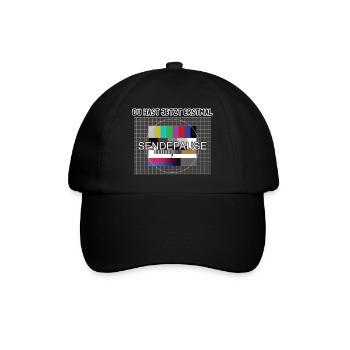 Du hast jetzt erstmal Sendepause / 90er Testbild - Baseballkappe - Schwarz/Schwarz - Vorne