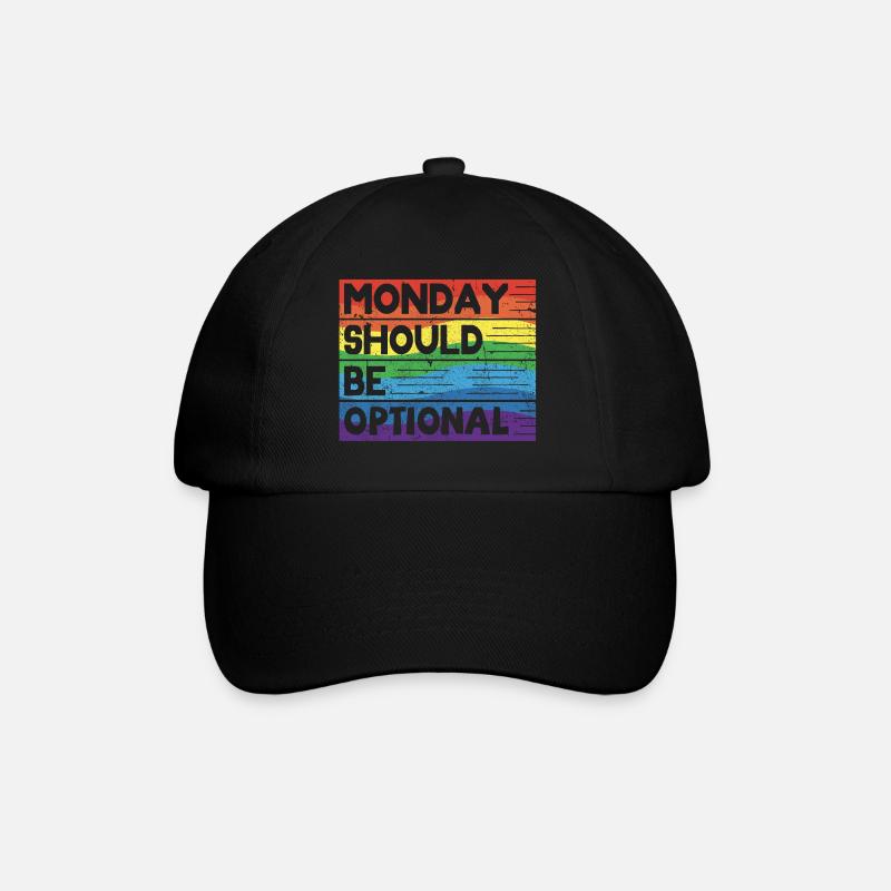 Monday should be optional Vintage Regenbogen - Baseballkappe - Schwarz/Schwarz