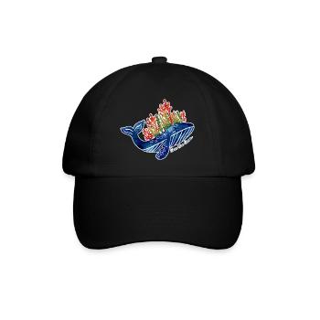Whale Illustration with Coral | Protect the Sea - Baseball Cap - black/black - Front