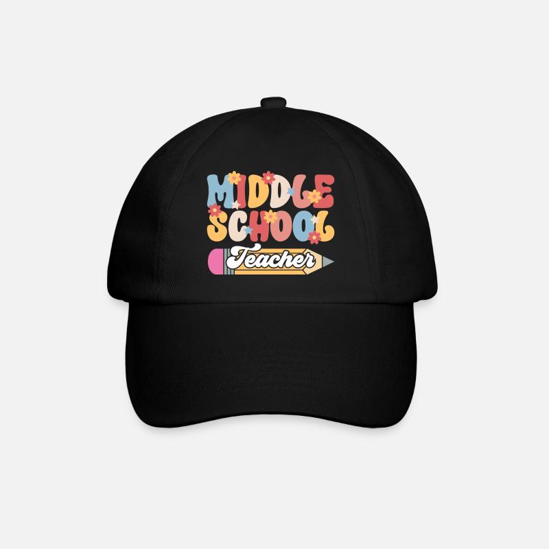 Niedlicher Mittelschullehrer Mittelschulunterricht - Baseballkappe - Schwarz/Schwarz