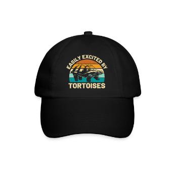 Easily Excited By Tortoises Vintage Sunset Retro T - Baseballkappe - Schwarz/Schwarz - Vorne