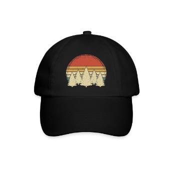 Vintage Forest Grunge Tree Retro Nature Sunset Trees - Baseball Cap - black/black - Front