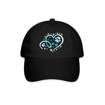 Herz mit Pfötchen und Sternen - Baseballkappe - Schwarz/Schwarz - Vorne