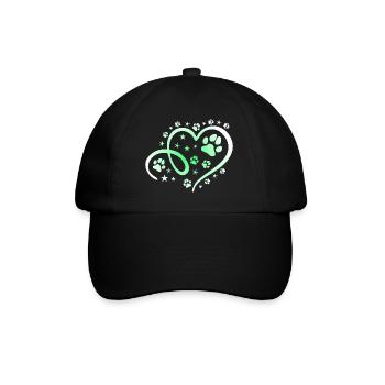 Herz mit Pfötchen und Sternen - Baseballkappe - Schwarz/Schwarz - Vorne