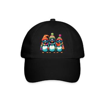 Drôle de Noël pingouins cool - Casquette classique - noir/noir - Devant
