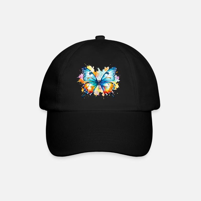 Schmetterling Bunt Farbenfroh Schön Kunst Natur - Baseballkappe - Schwarz/Schwarz