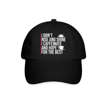 Je ne me lève pas et je brille, je caféine et j’espère blaguer - Casquette classique - noir/noir - Devant