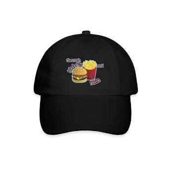 Burger mit Pommes - Baseballkappe - Schwarz/Schwarz - Vorne