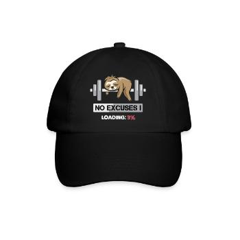 Fitness Sloth Bodybilding no excuses funny - Baseball Cap - black/black - Front